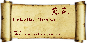 Radovits Piroska névjegykártya